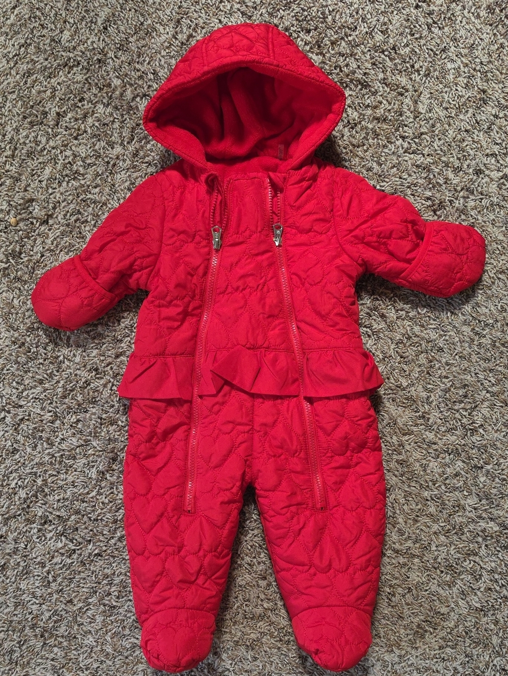 Jessica Simpson - Red Quilted Baby Snowsuit with Hood